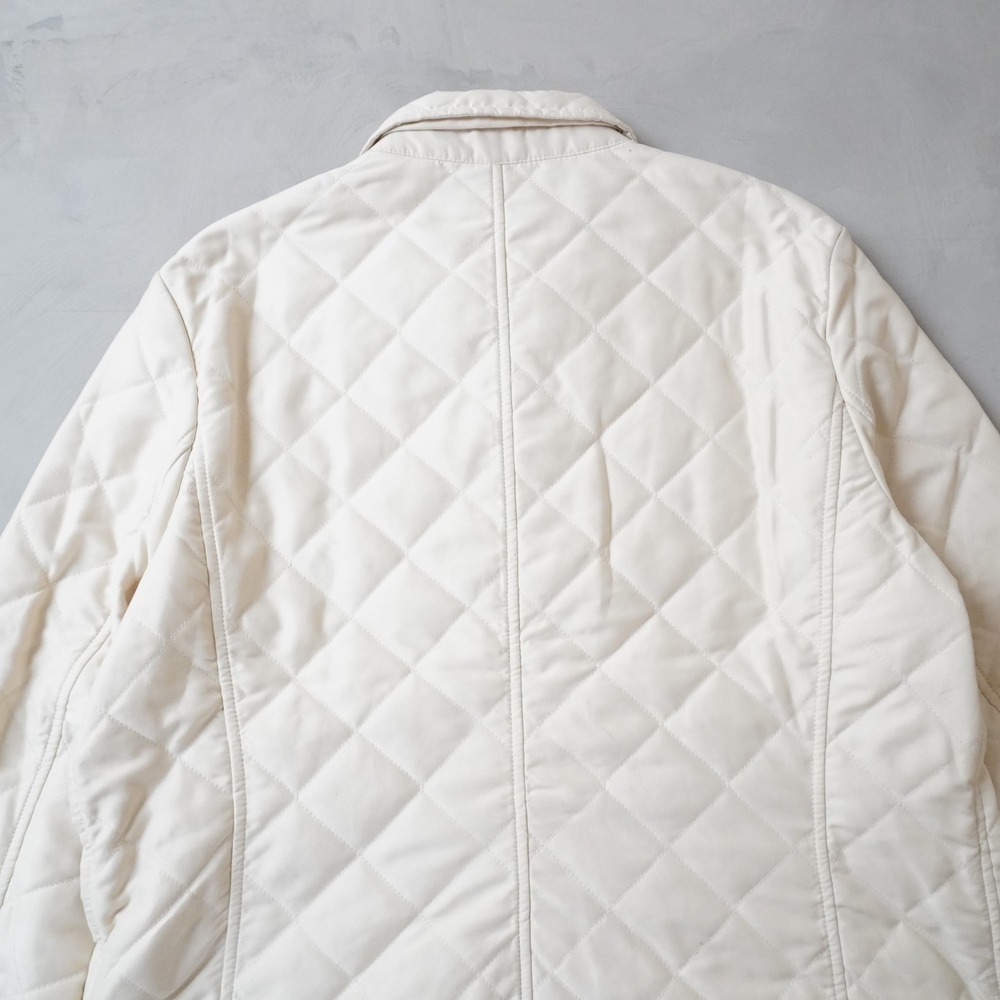 Ralph Lauren Quilted Jacket XL Womens Cream Diamond Stitch Gold Chain Trim Coat - Picture 4 of 9